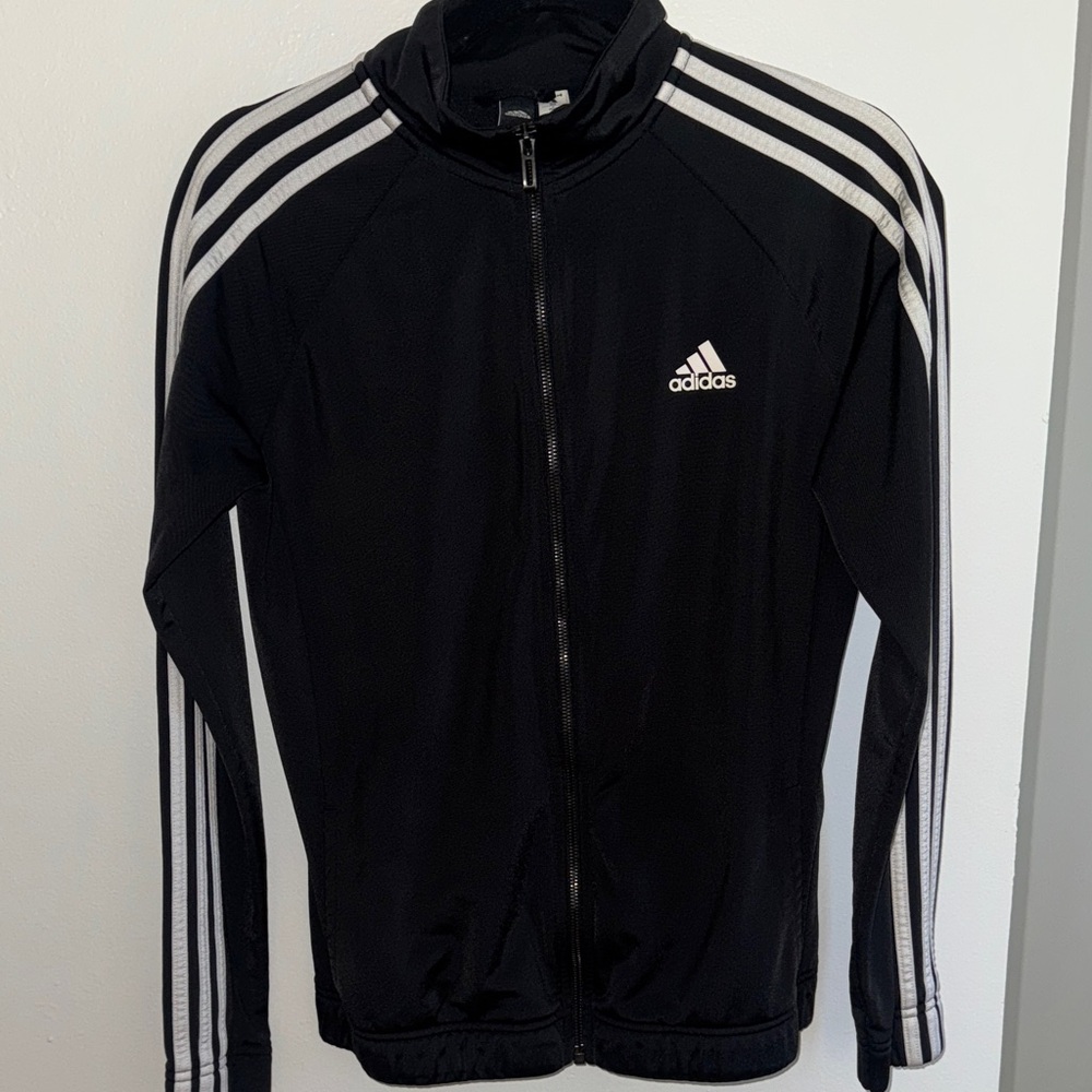 Adidas Men's Black and White Track Jacket